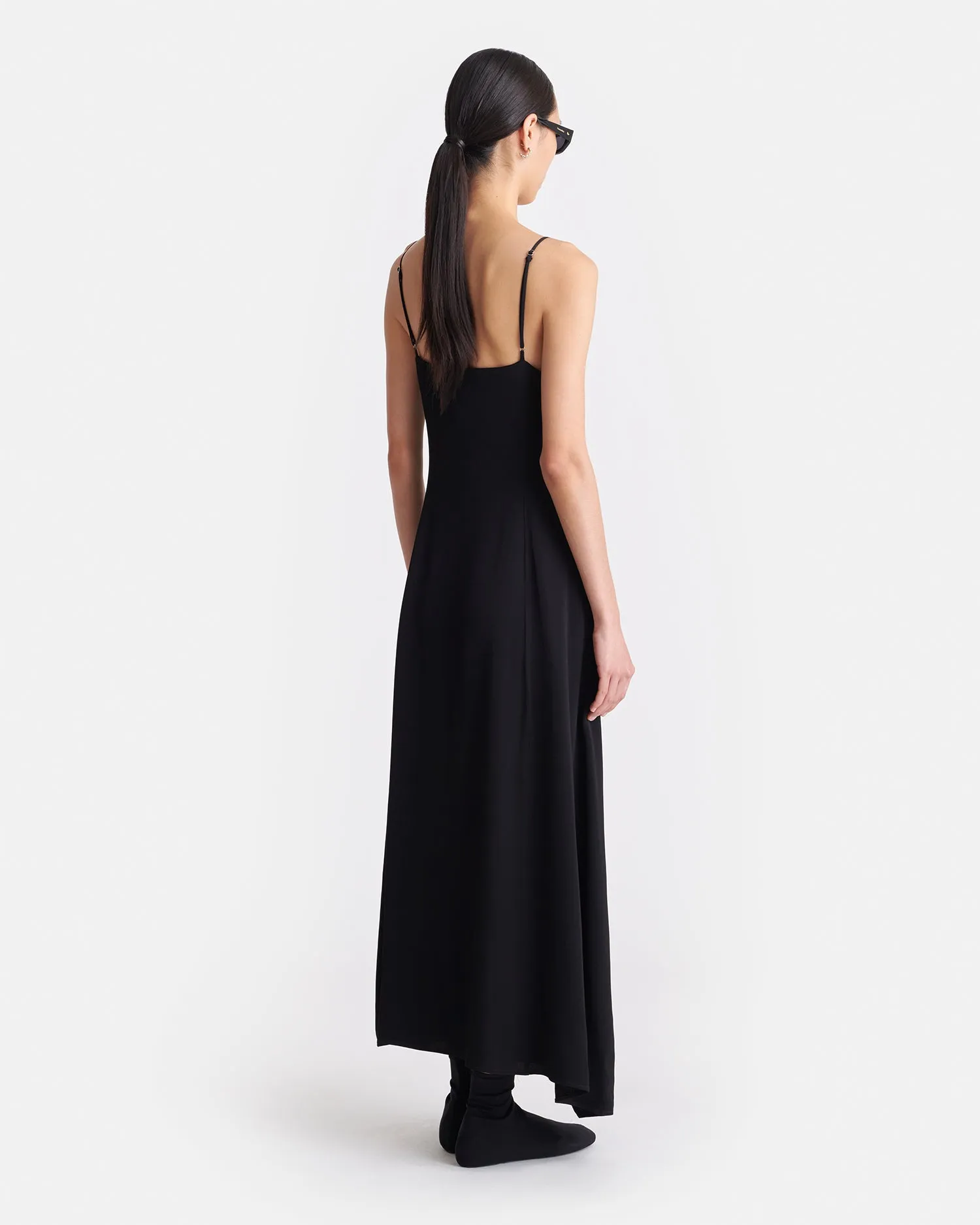 Albina - Georgette Midi Dress - Black