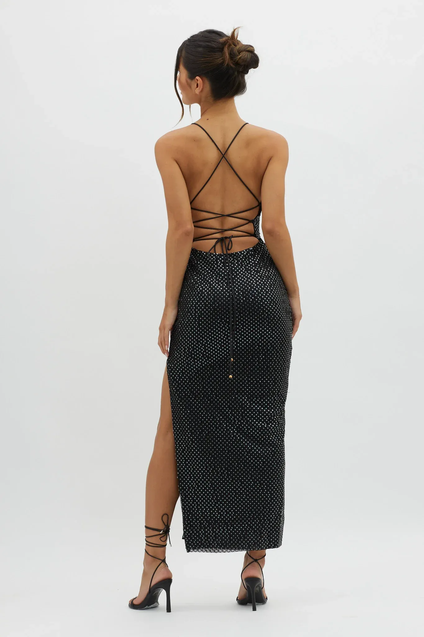 Alysia Plunging Halterneck Maxi Dress Black