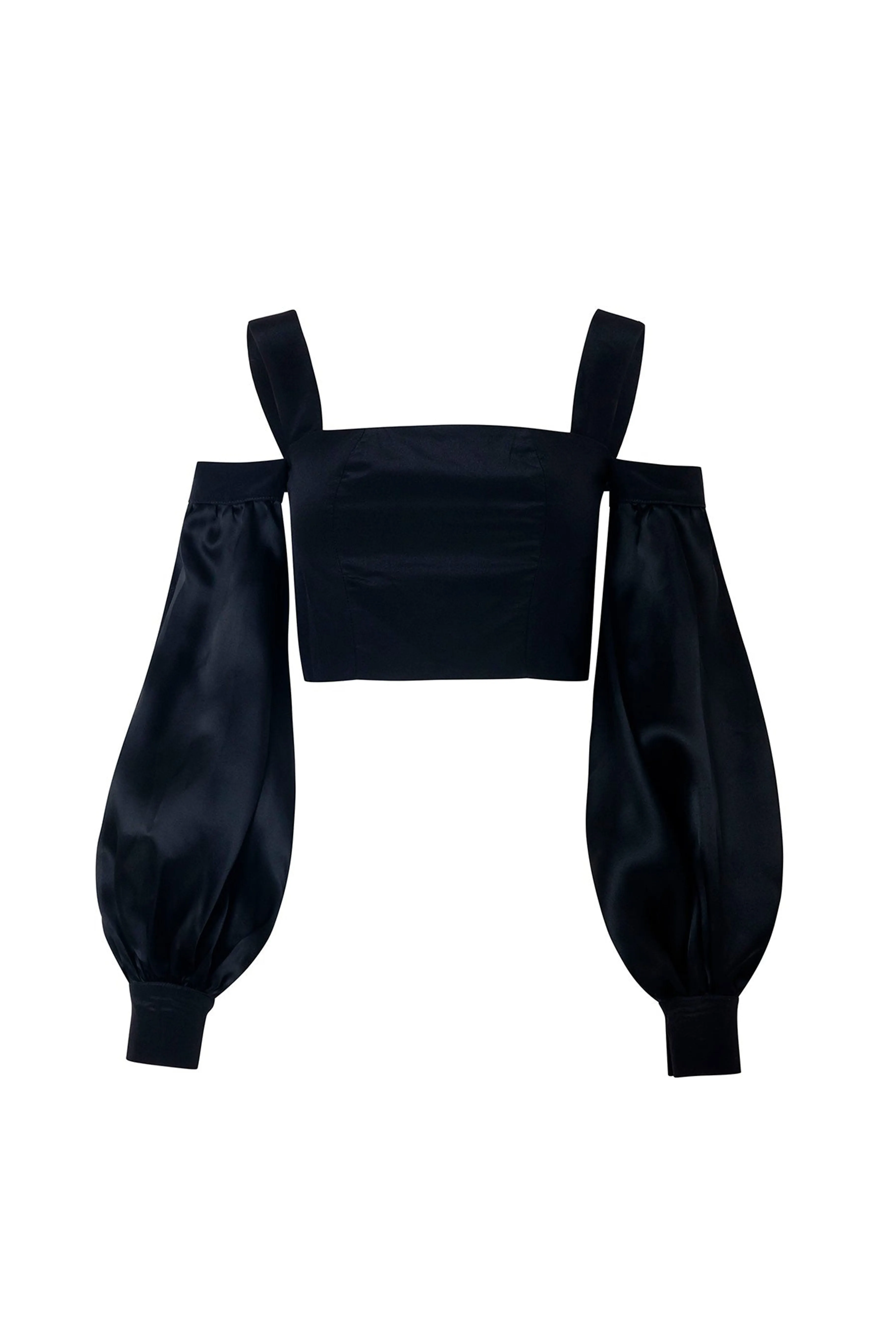Black Balloon Crop Top