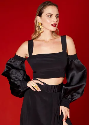 Black Balloon Crop Top