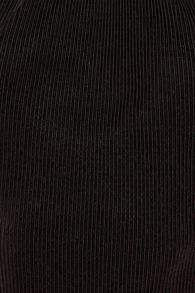 Black Halter Plisse Bodycon Dress