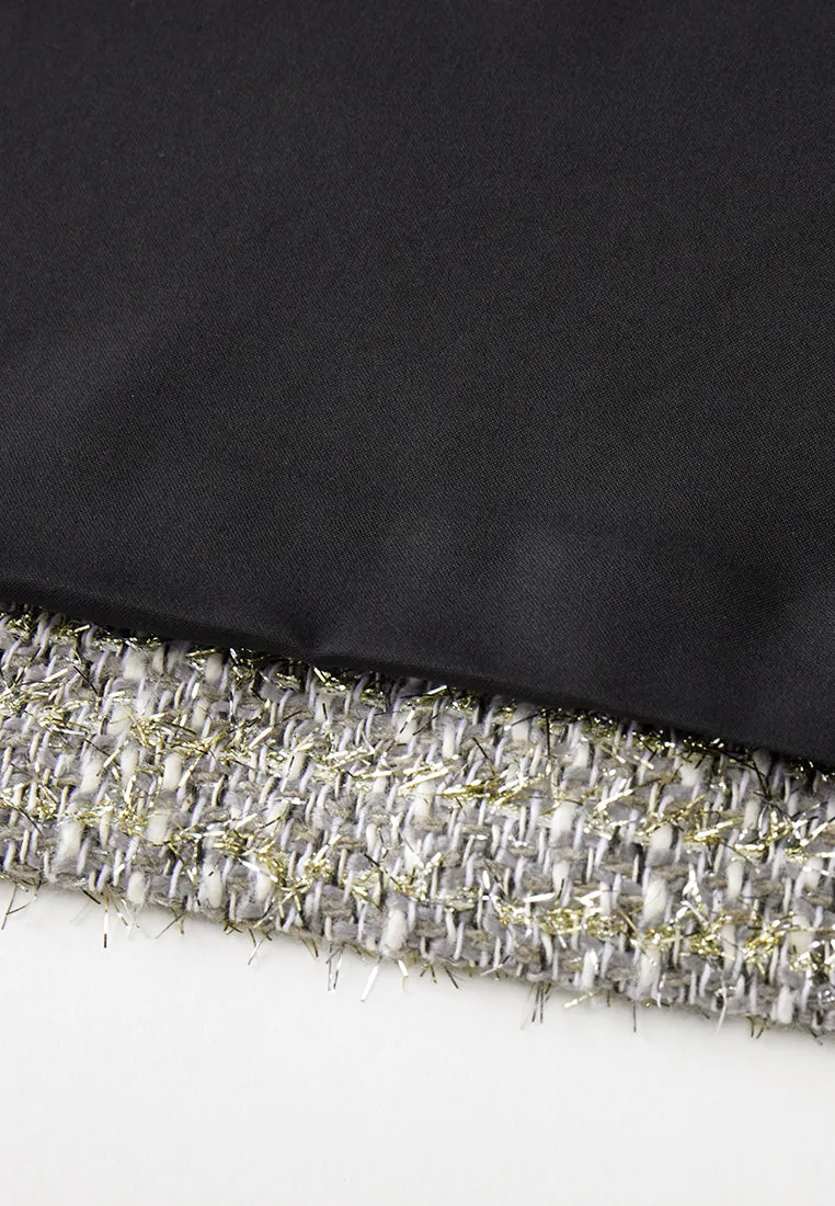 Buckle-detail Lurex Tweed Qipao