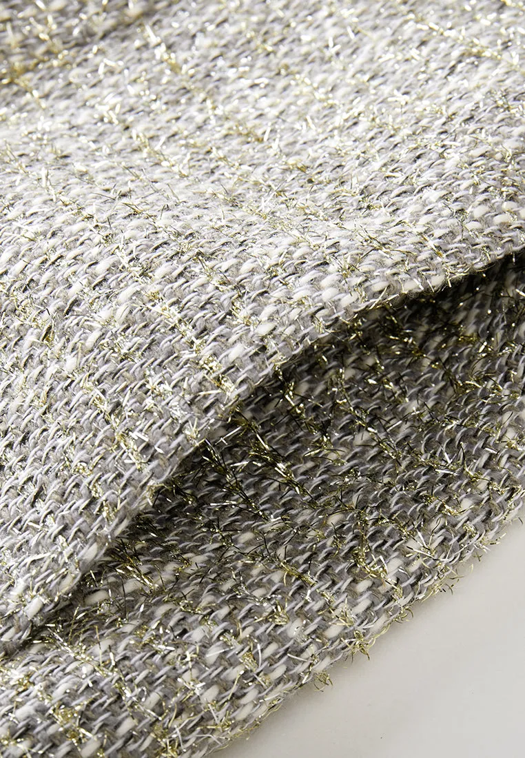 Buckle-detail Lurex Tweed Qipao
