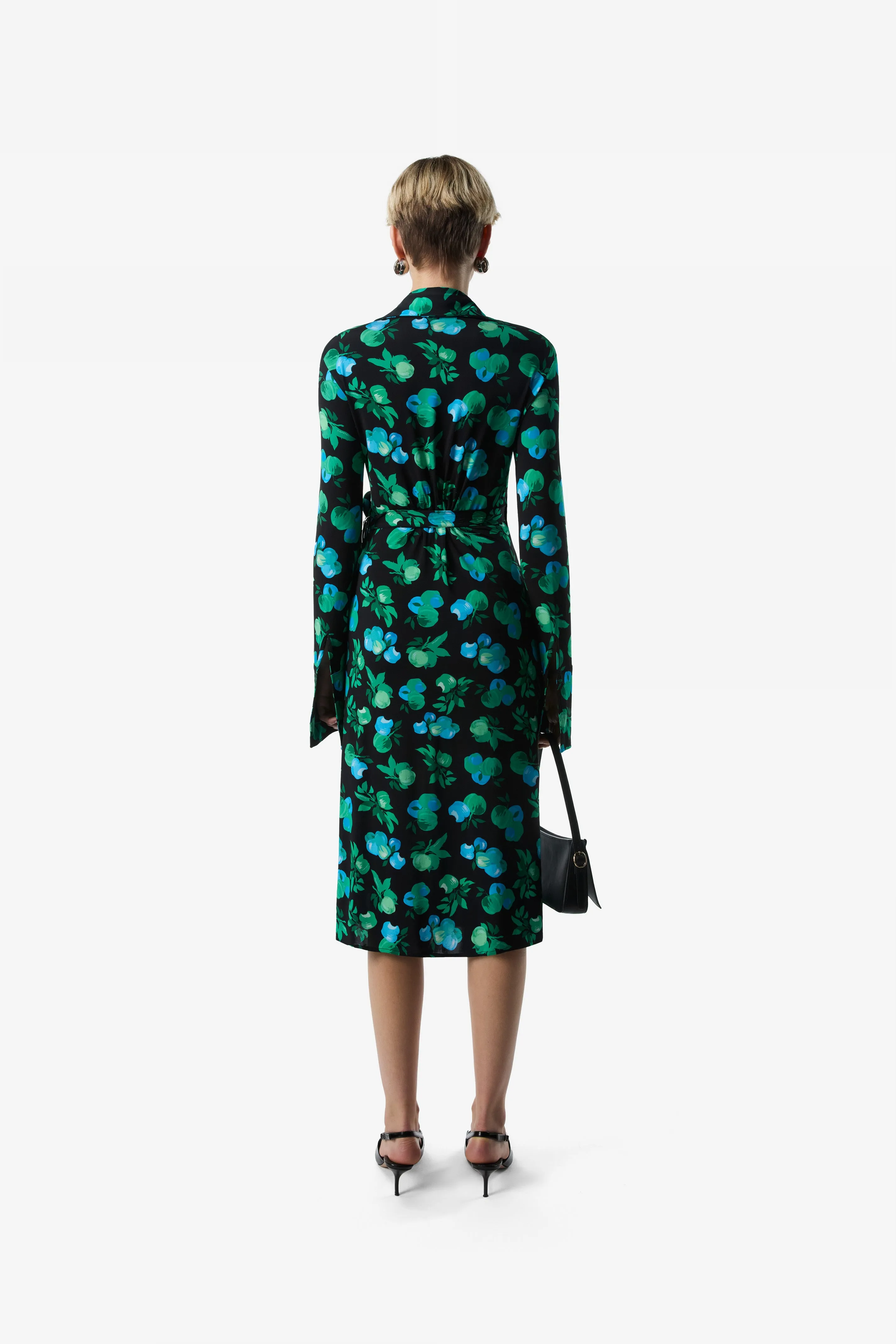 C-Logo Print Wrap Blouse Dress