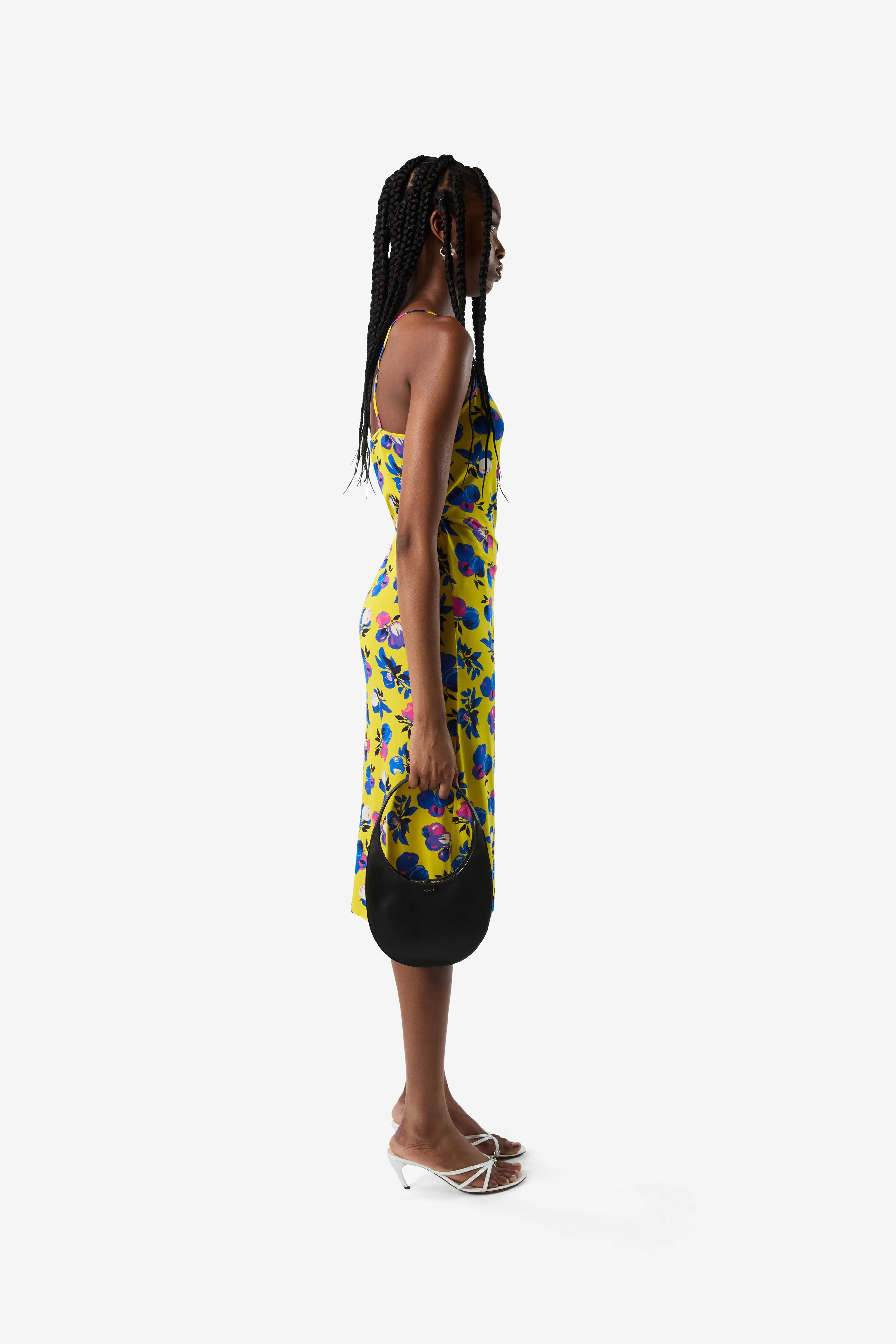 C-Logo Print Wrap Slip Dress