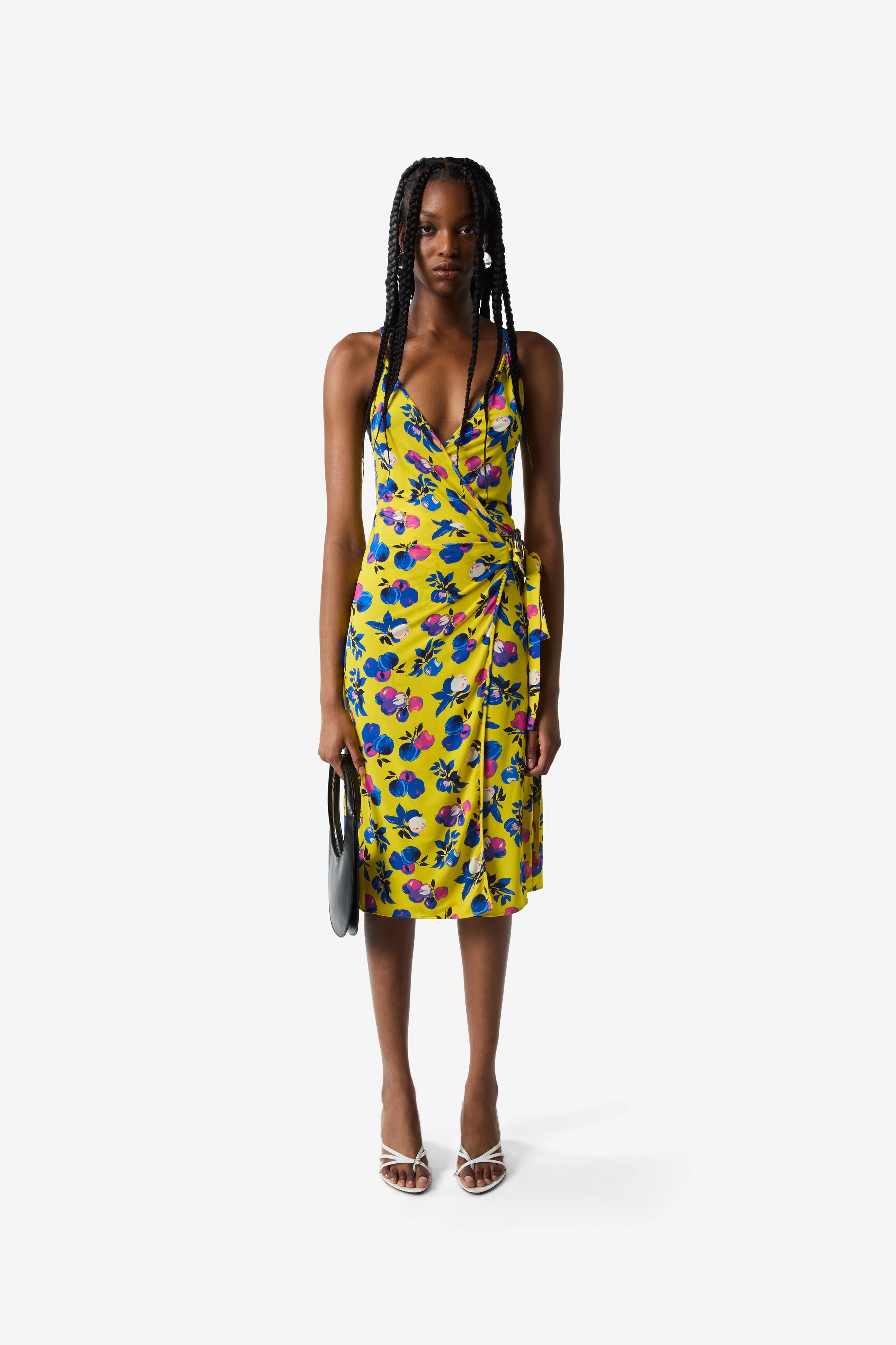 C-Logo Print Wrap Slip Dress