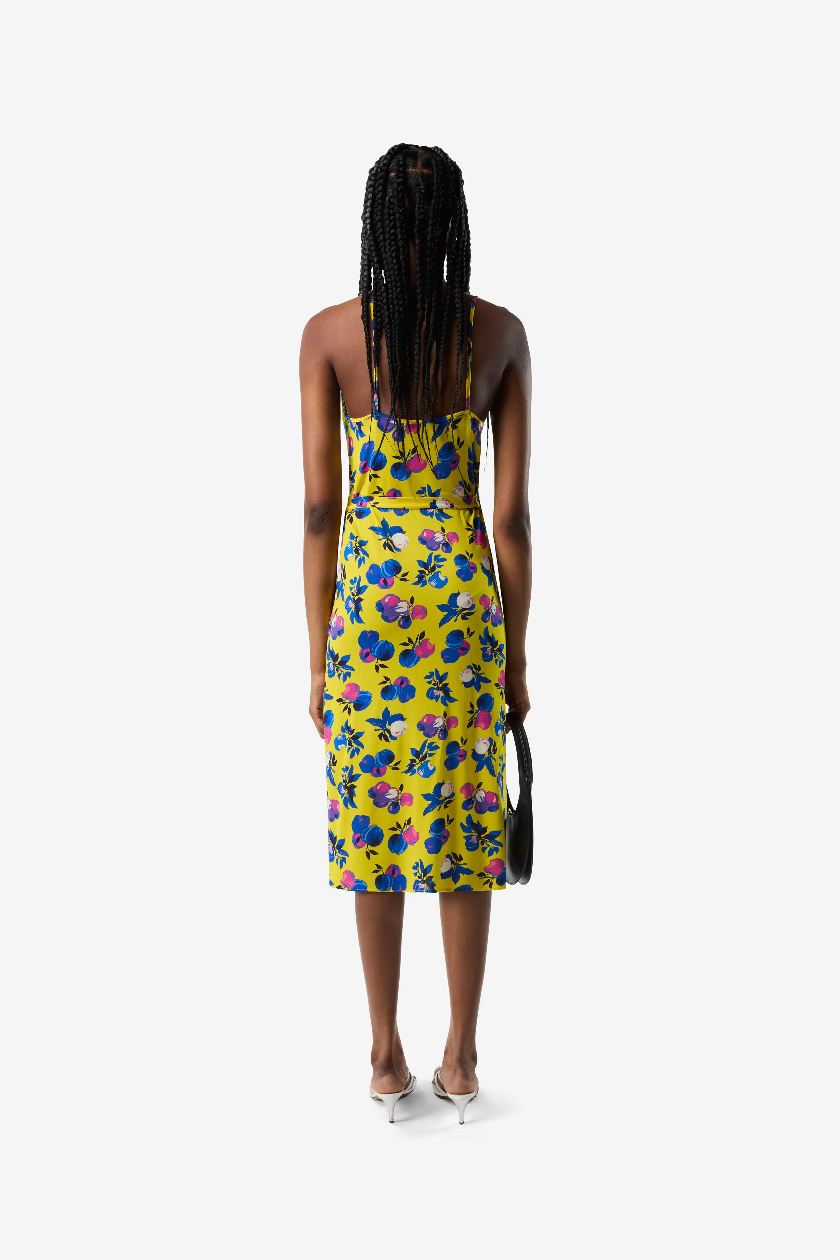 C-Logo Print Wrap Slip Dress