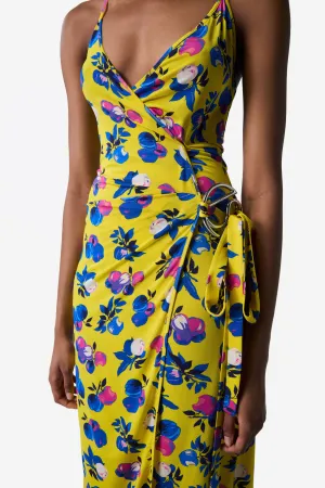 C-Logo Print Wrap Slip Dress