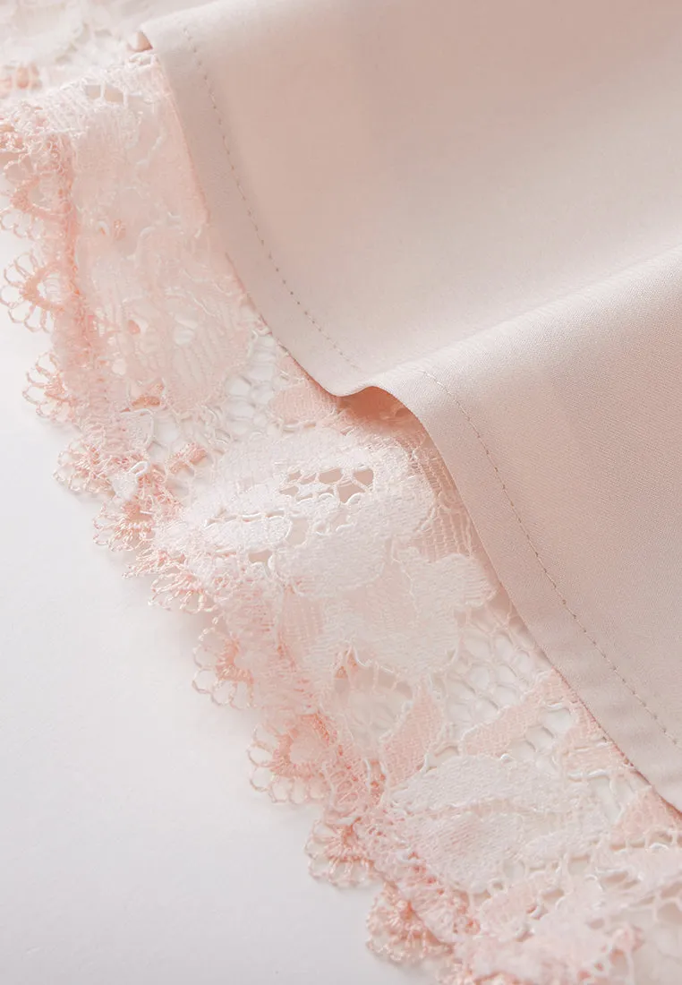 Cape-detail Embellished-trim Lace Dress