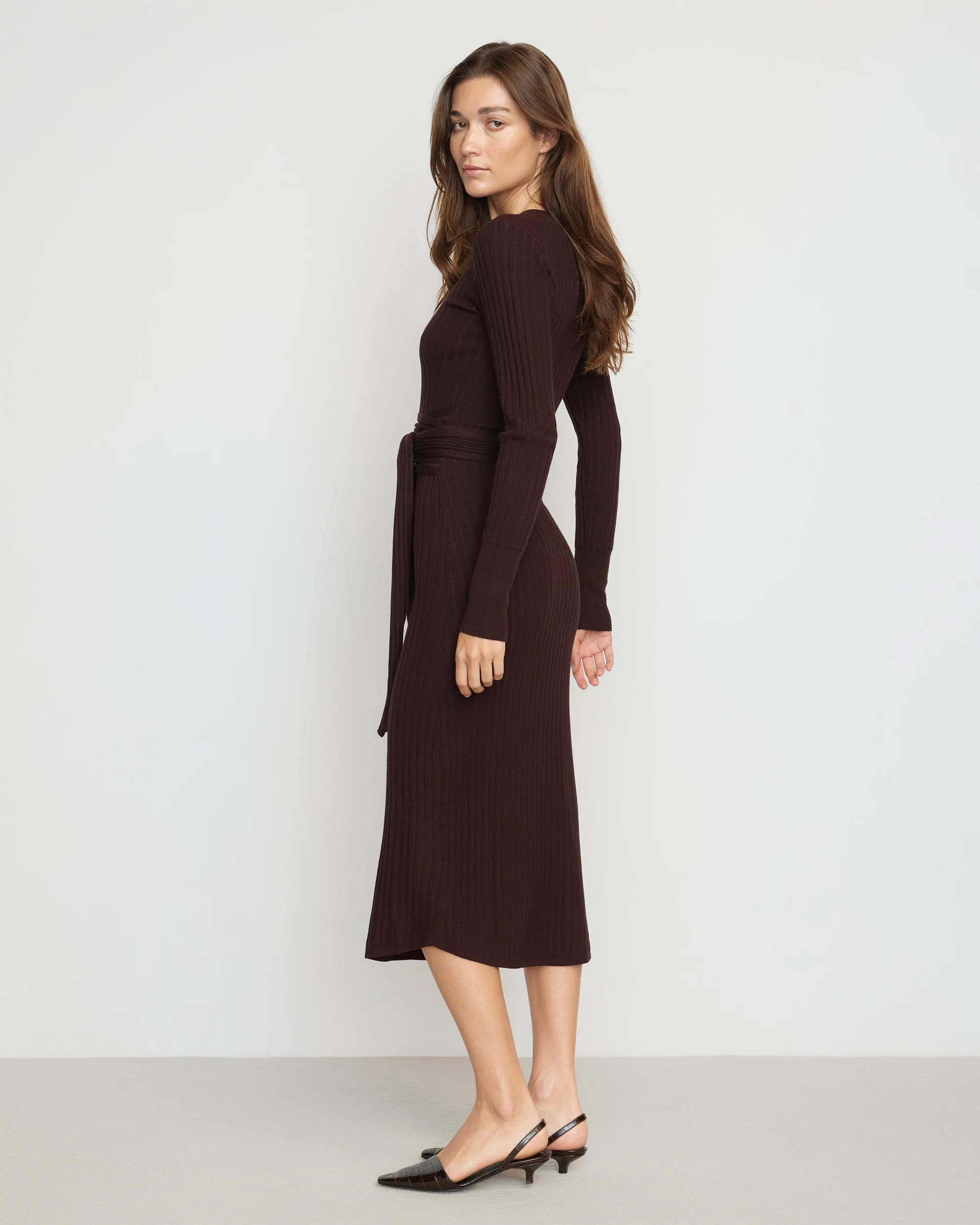 Carmen Tie-Front Ribbed Dress