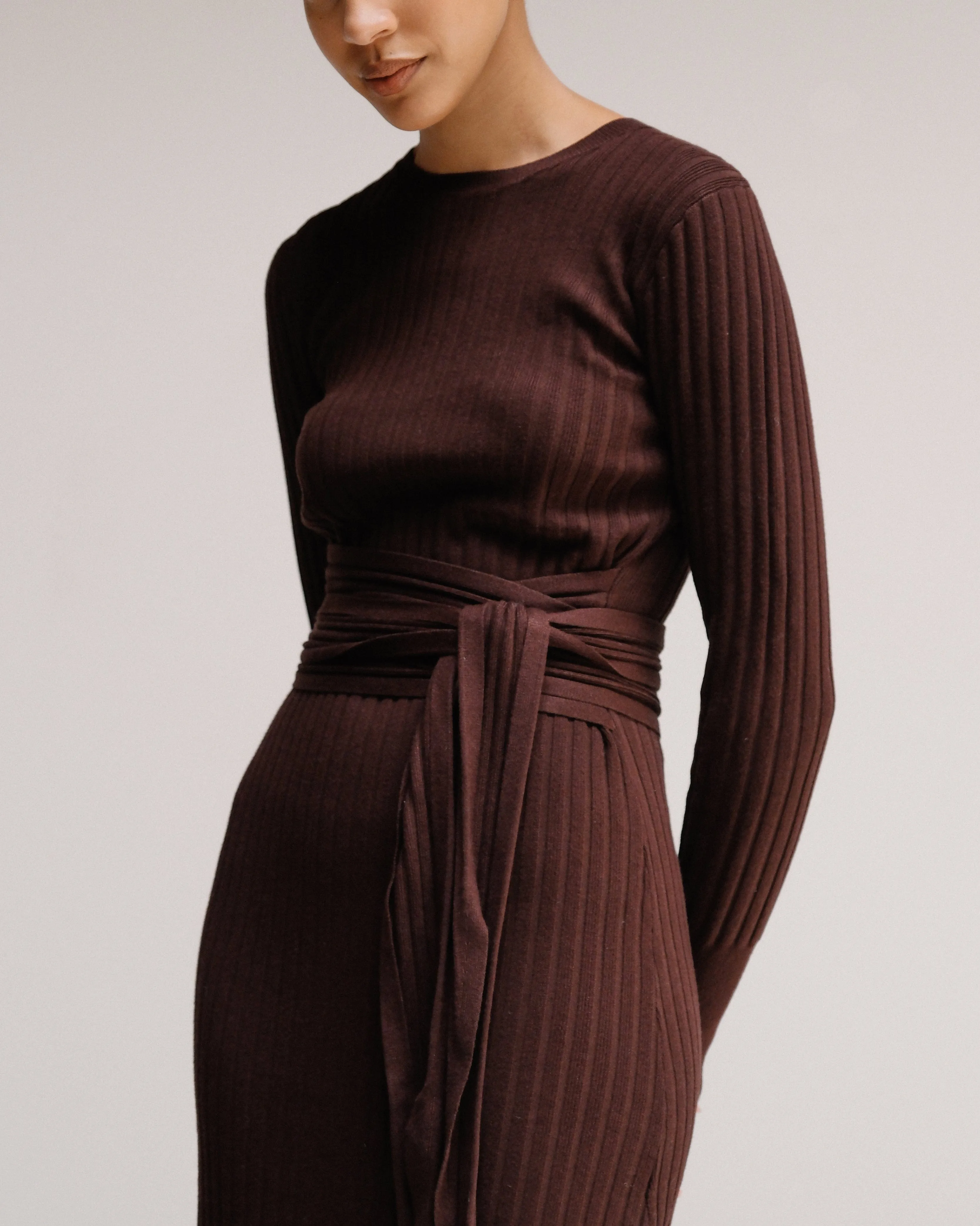 Carmen Tie-Front Ribbed Dress
