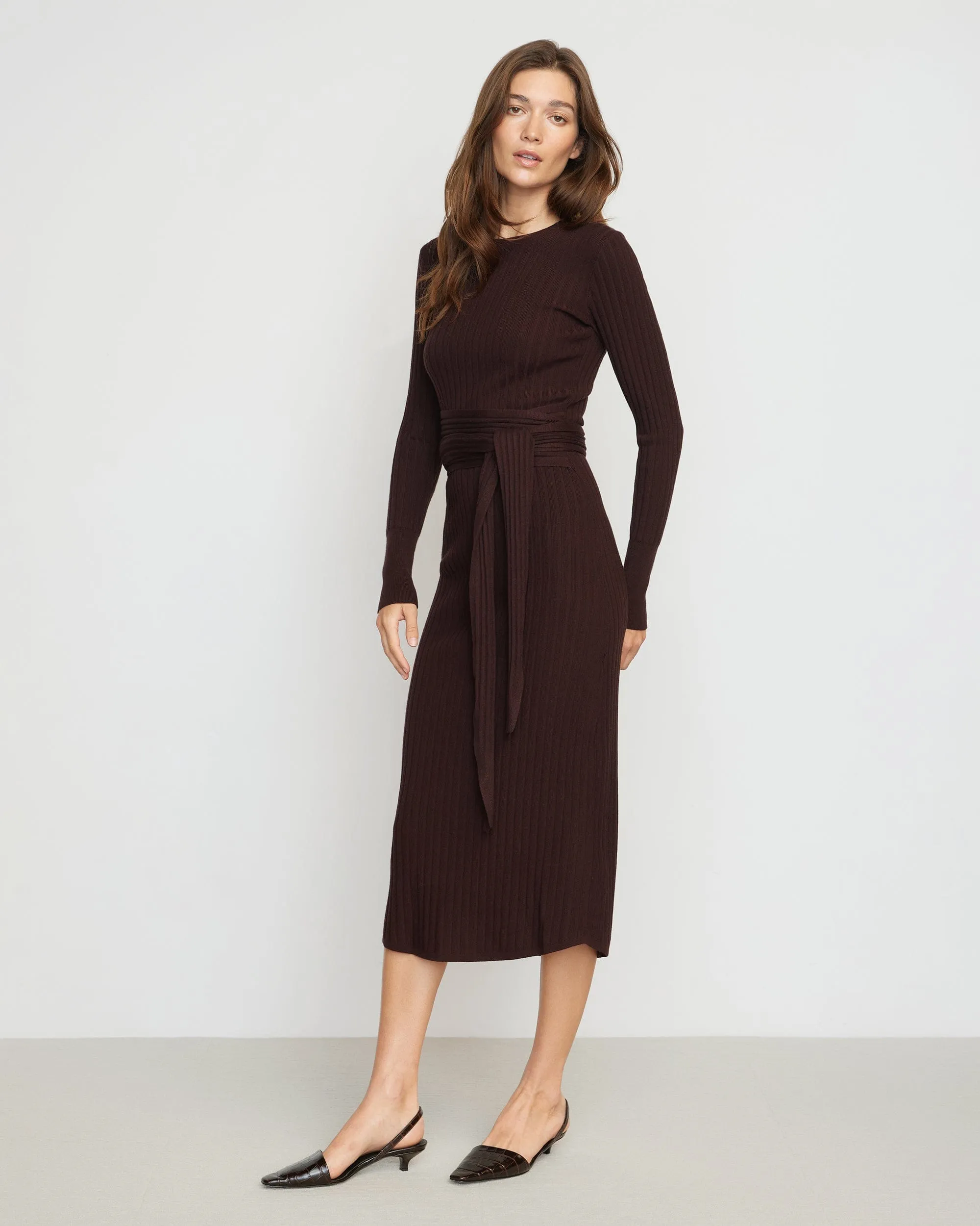 Carmen Tie-Front Ribbed Dress