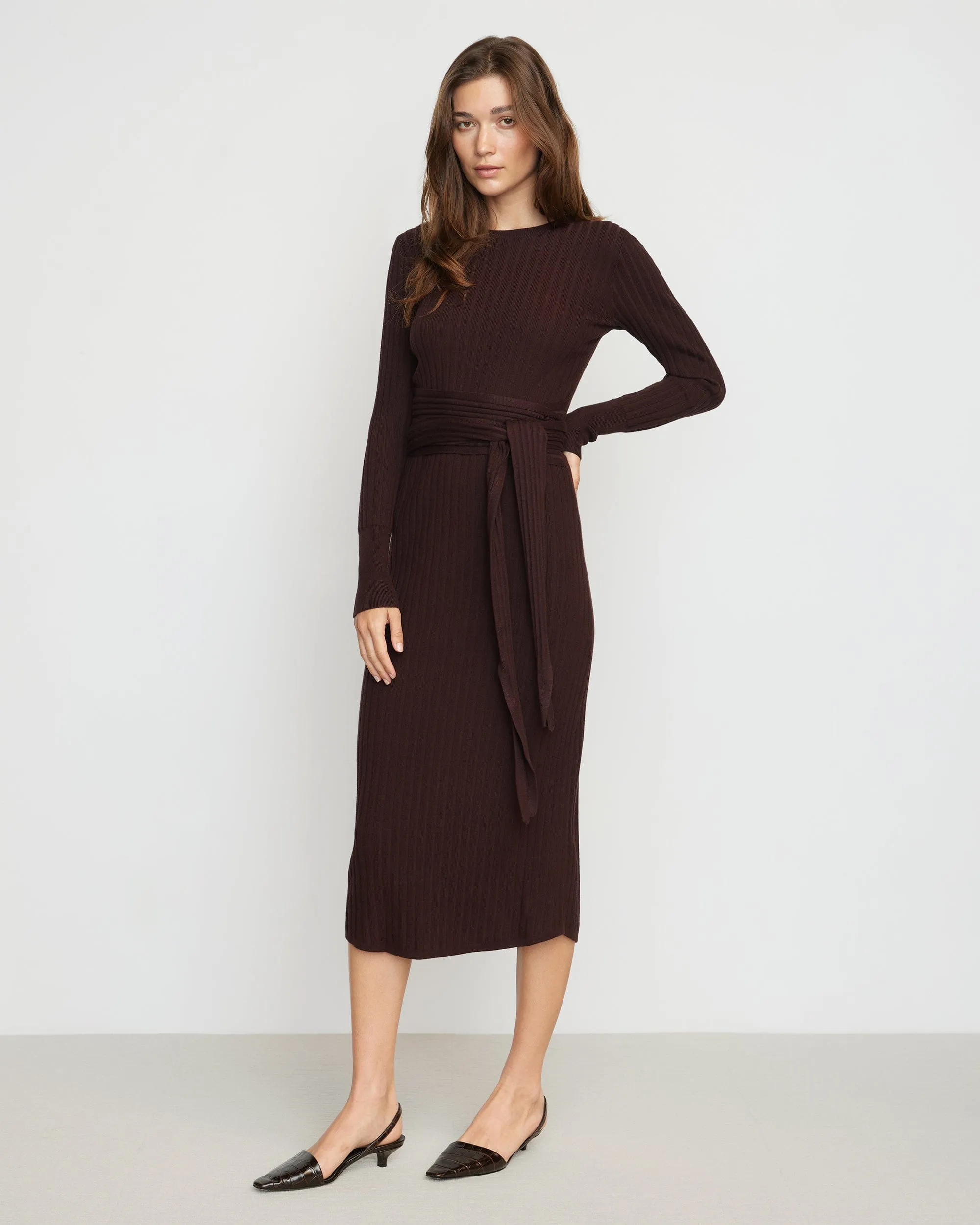 Carmen Tie-Front Ribbed Dress