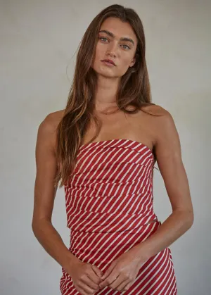 Casablanca Tube Top - Red & Ivory
