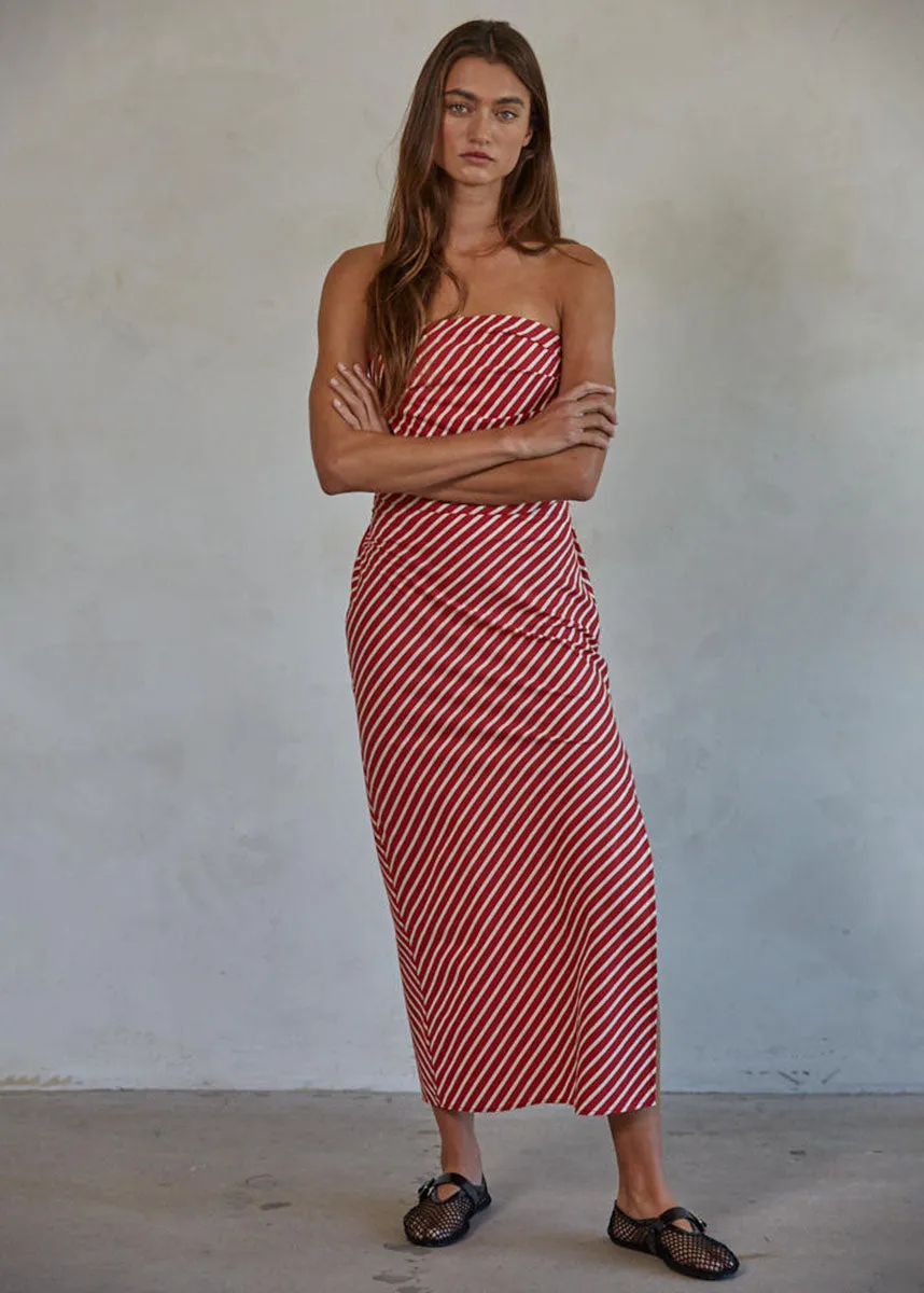 Casablanca Tube Top - Red & Ivory