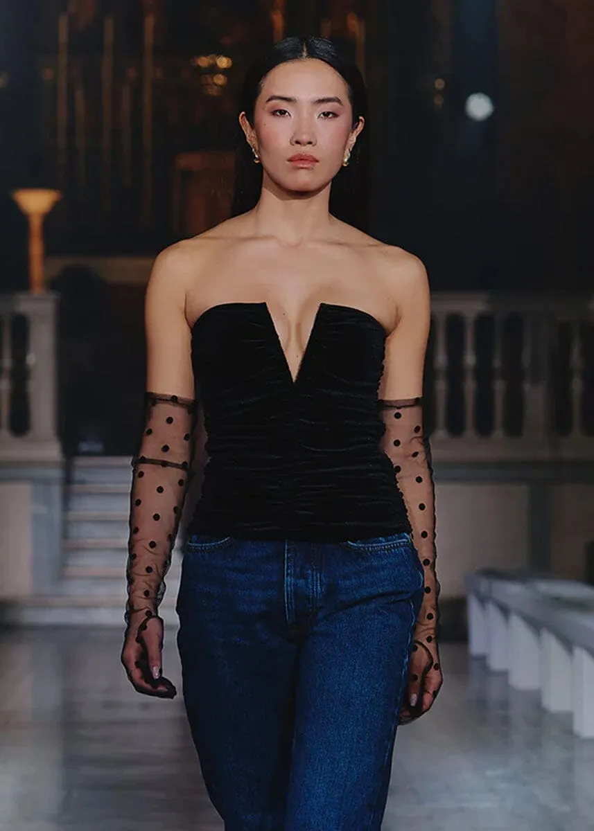 Celio Velvet Corset Top - Black