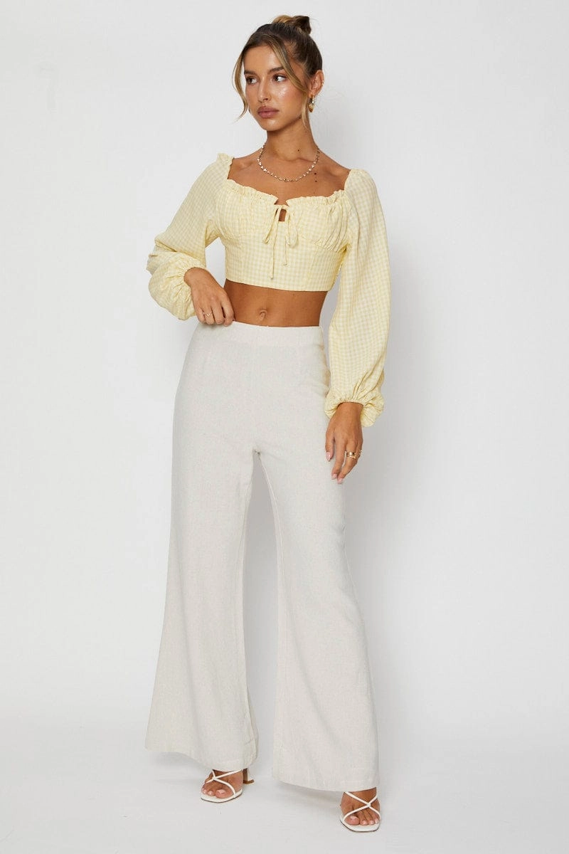 Check Crop Top Long Sleeve