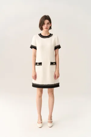 Classy Contrast Tweed Dress