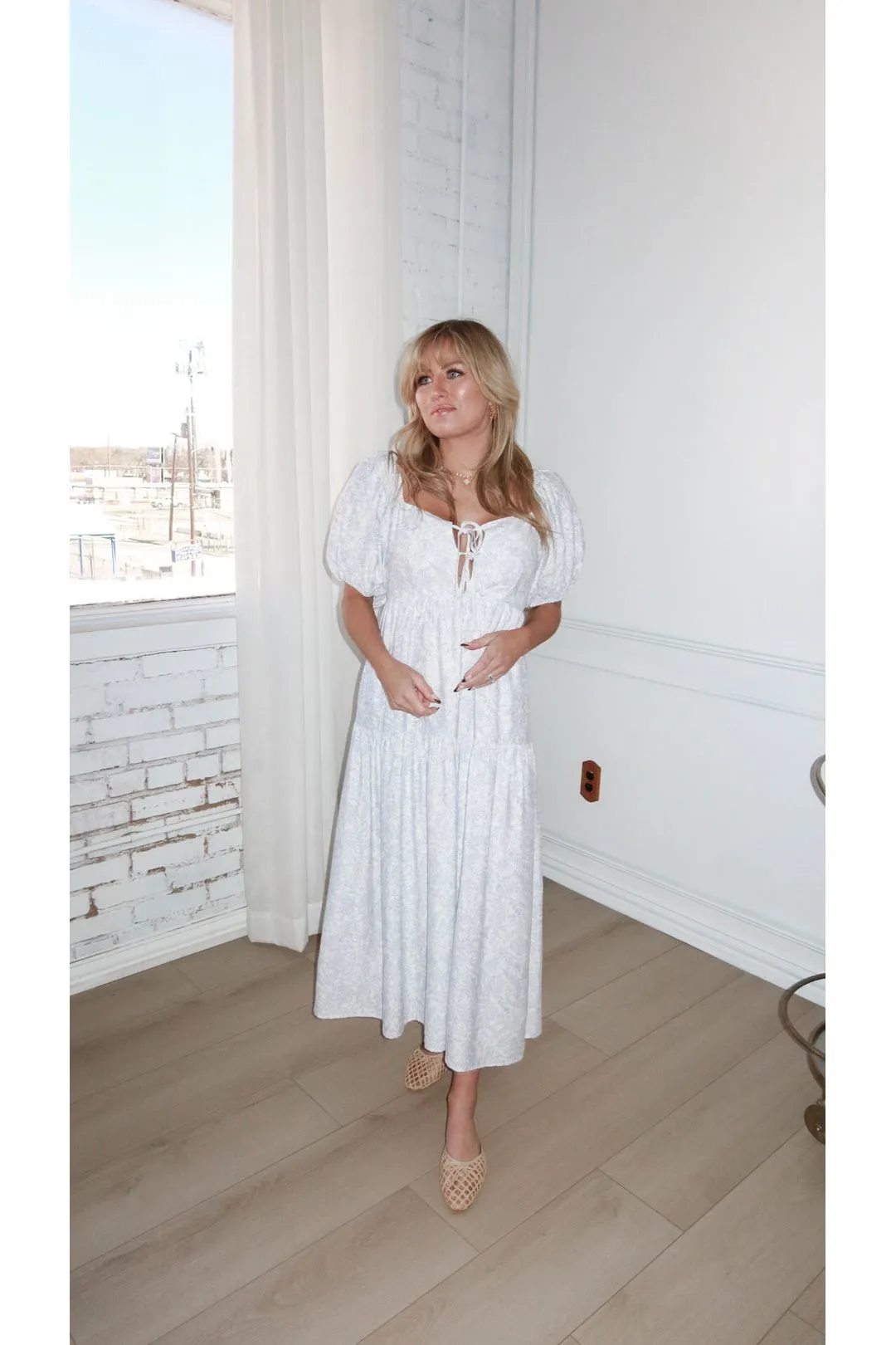Colette Toile Babydoll Midi Dress