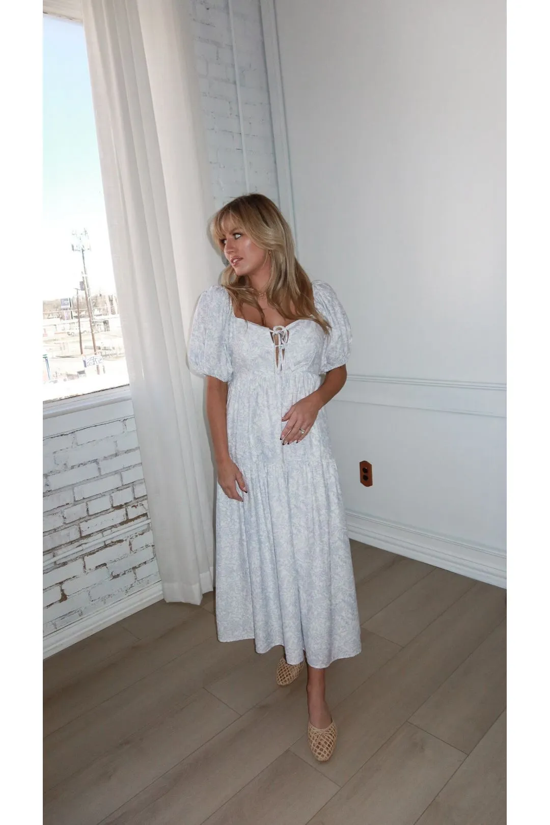Colette Toile Babydoll Midi Dress