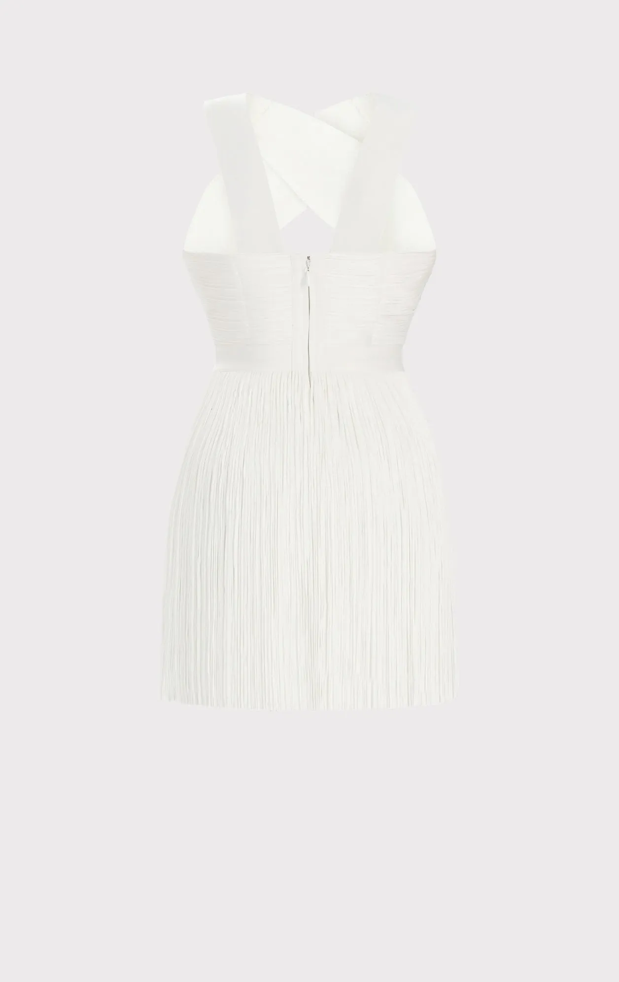 CROSSOVER HALTER FRINGE MINI DRESS