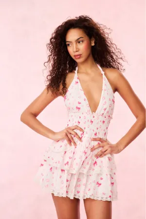 Deanna Bow & Kiss Print Halter Dress