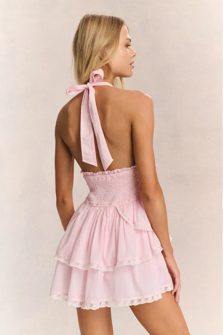 Deanna Heritage Halter Mini Dress - PINK