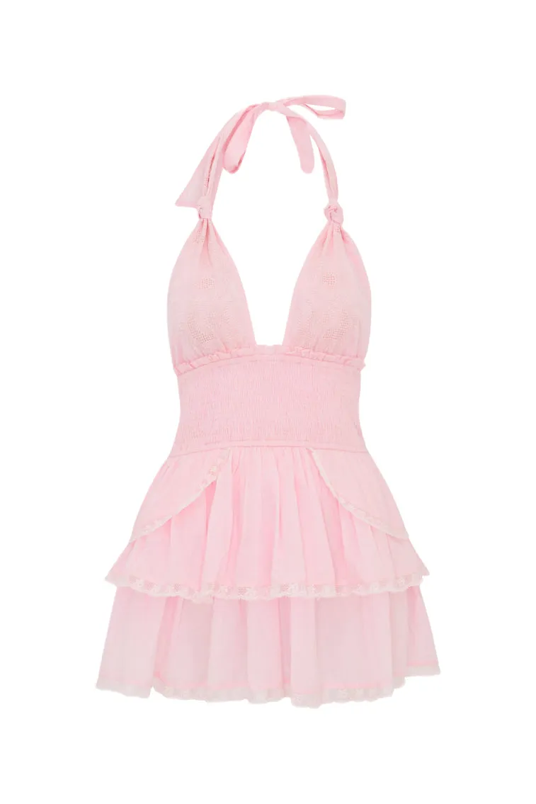 Deanna Heritage Halter Mini Dress - PINK