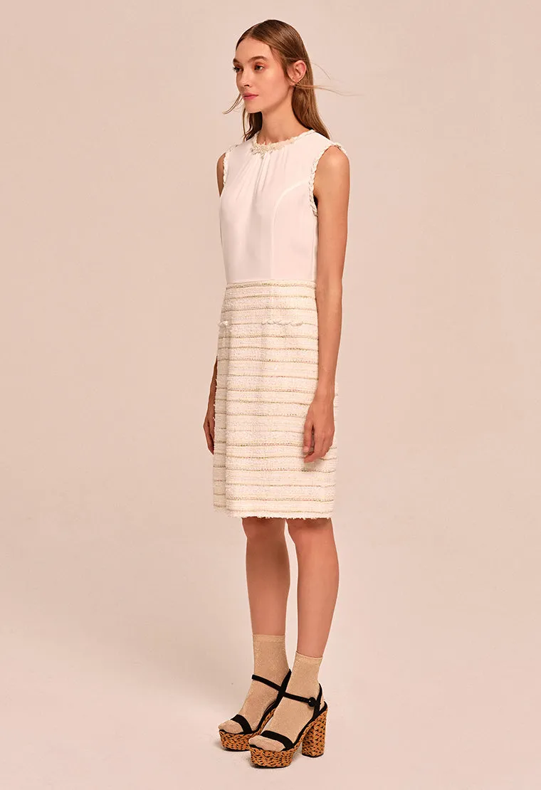 Decorative sequins slim-fit tweed dress