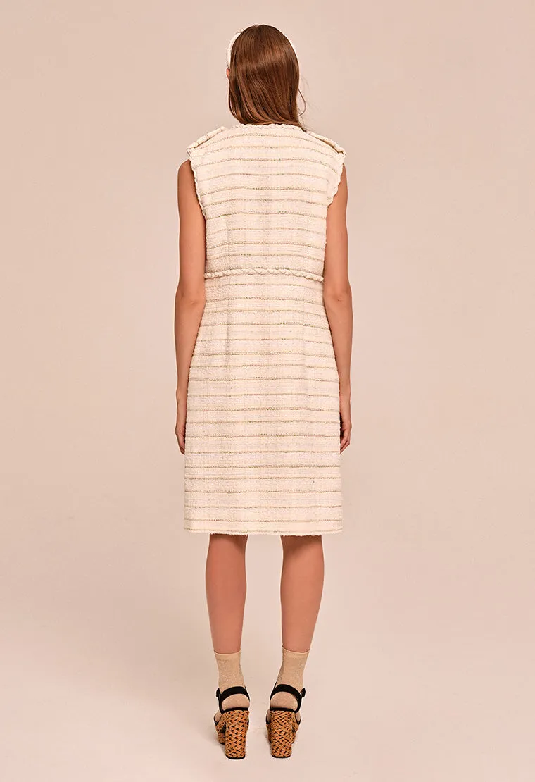 Decorative sequins slim-fit tweed dress