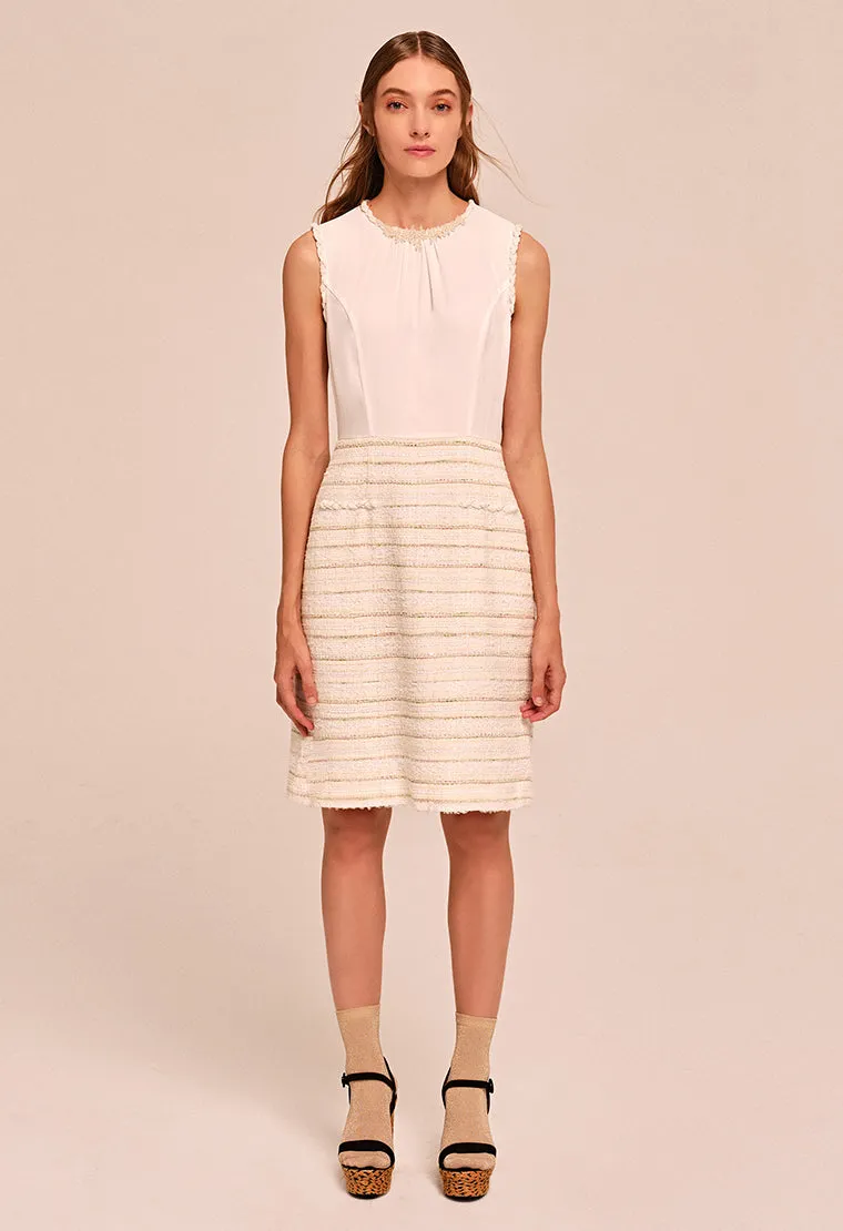 Decorative sequins slim-fit tweed dress