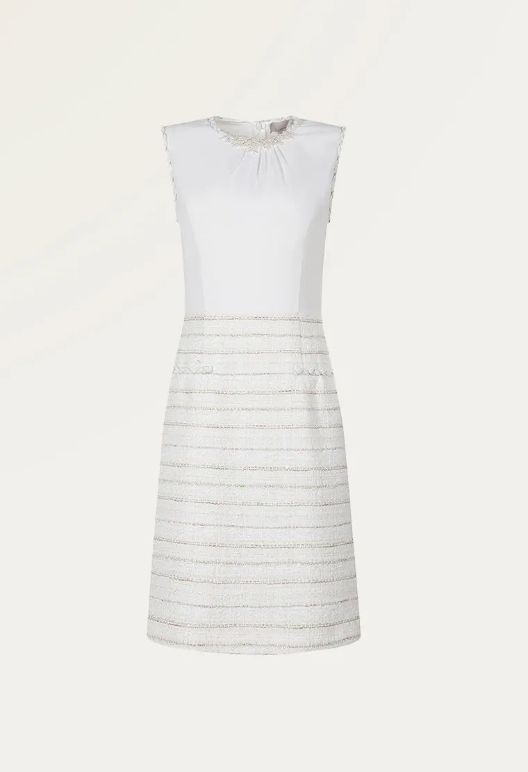 Decorative sequins slim-fit tweed dress