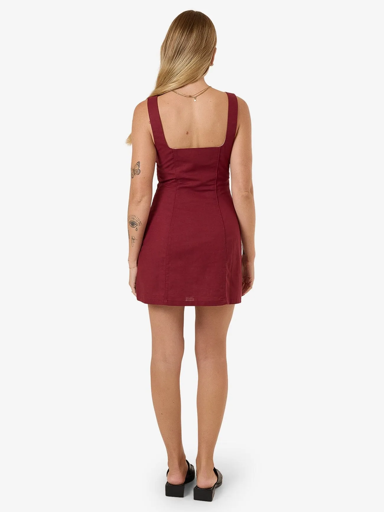 Elsie Square Neck Dress - Dark Cherry
