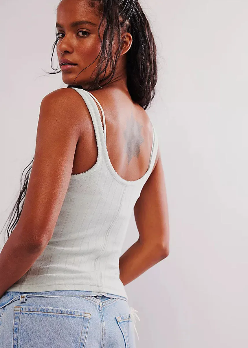 End Game Pointelle Tank - Pale Aqua