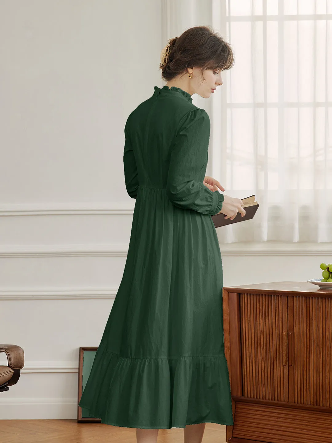 【Final Sale】Braelyn Simple Mockneck A-Line Cotton Dress
