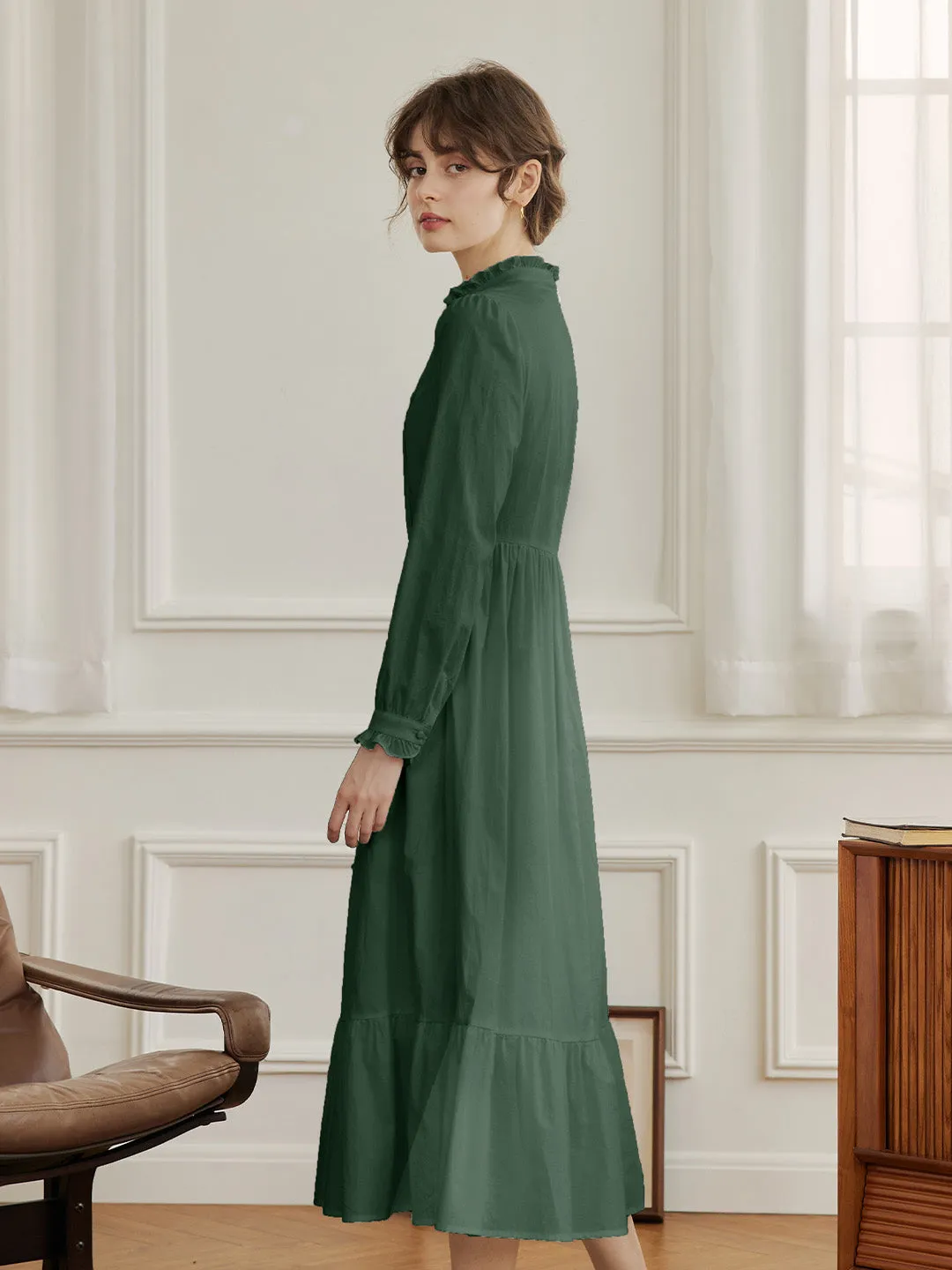 【Final Sale】Braelyn Simple Mockneck A-Line Cotton Dress