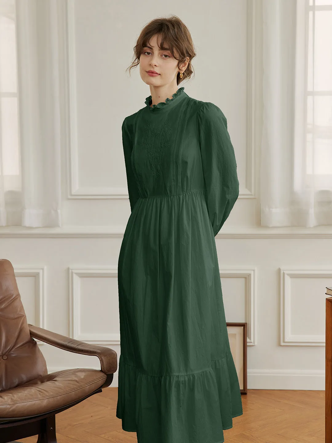 【Final Sale】Braelyn Simple Mockneck A-Line Cotton Dress