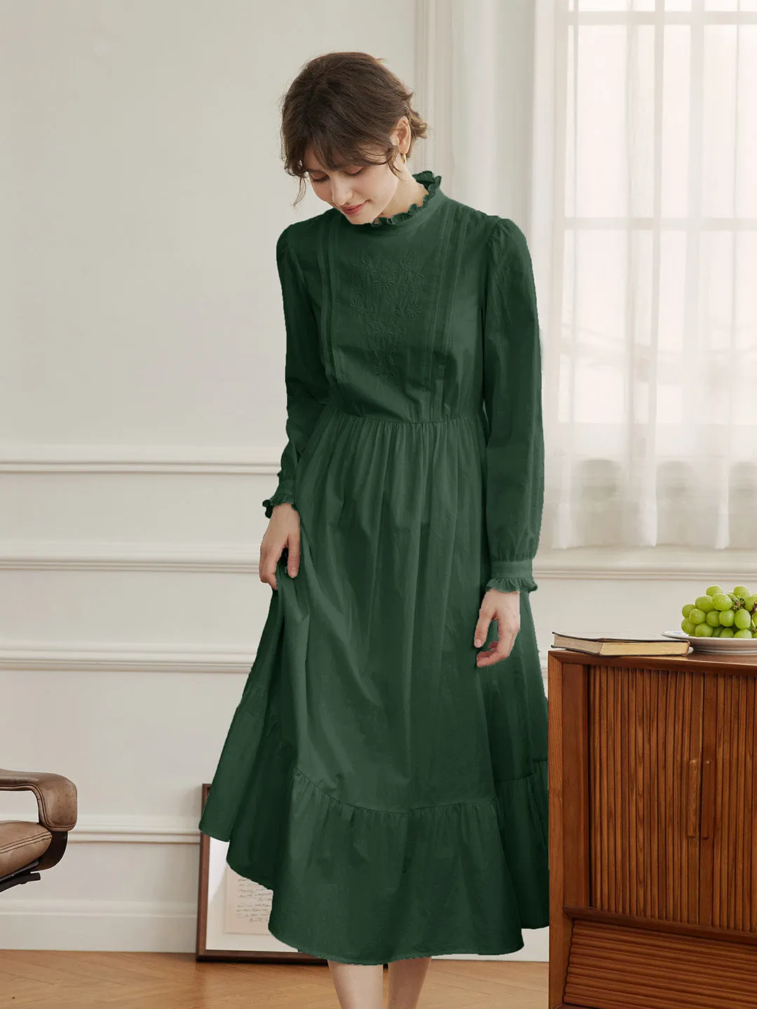 【Final Sale】Braelyn Simple Mockneck A-Line Cotton Dress