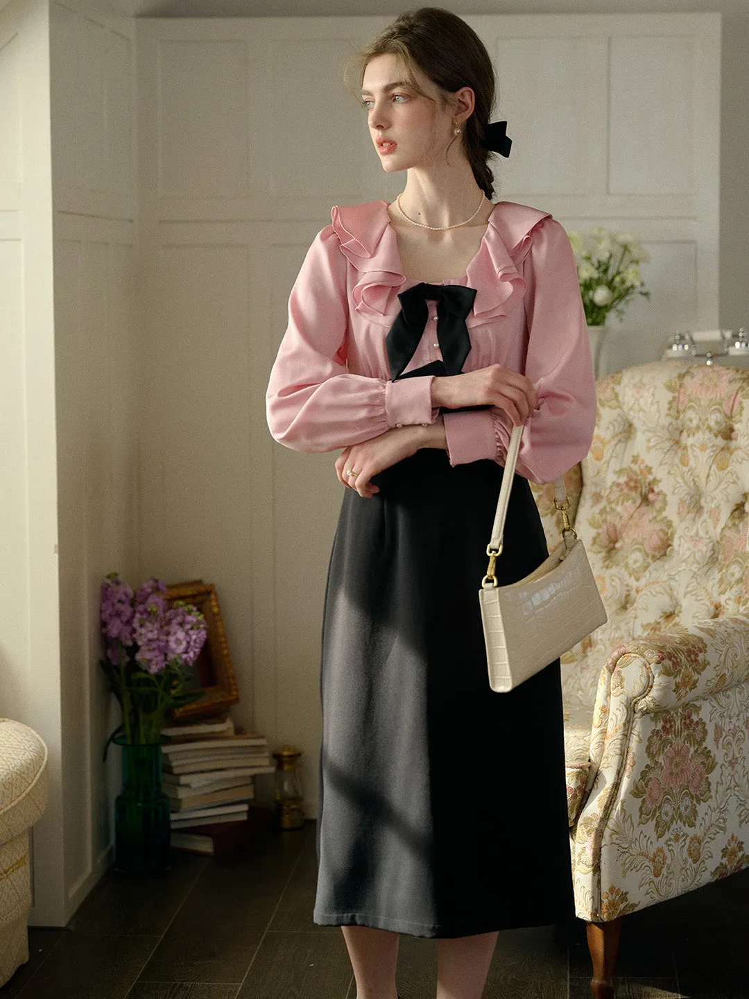 【Final Sale】Gianna Round Neck Bow Dress