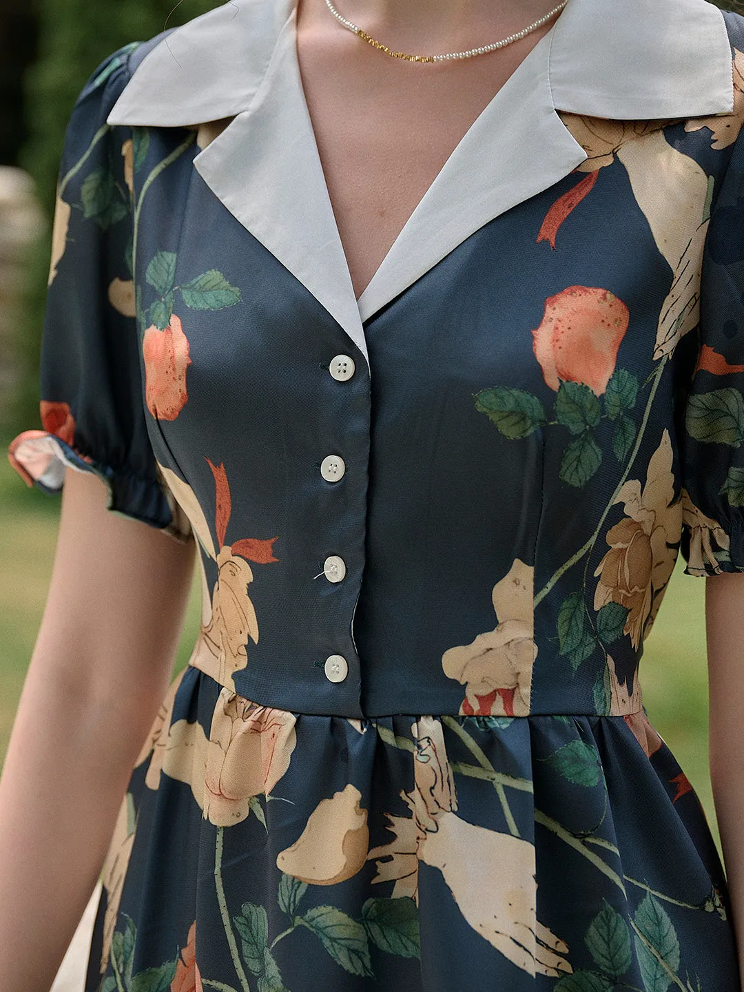 【Final Sale】Sierra V-Neck Rose Floral Dress