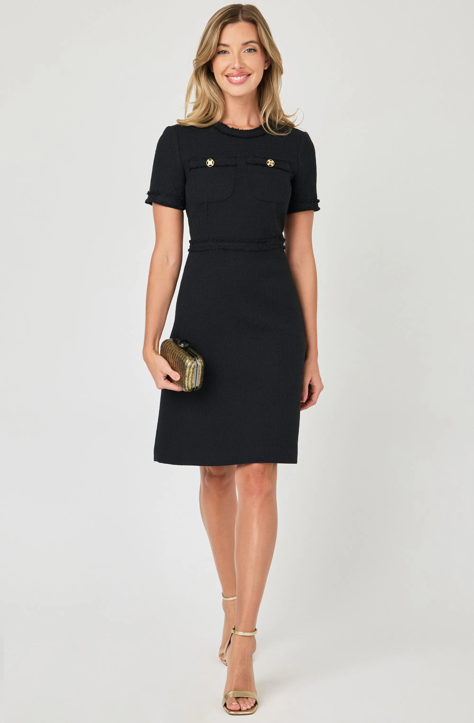 Fitted Knee-Lenght Bouclé Dress