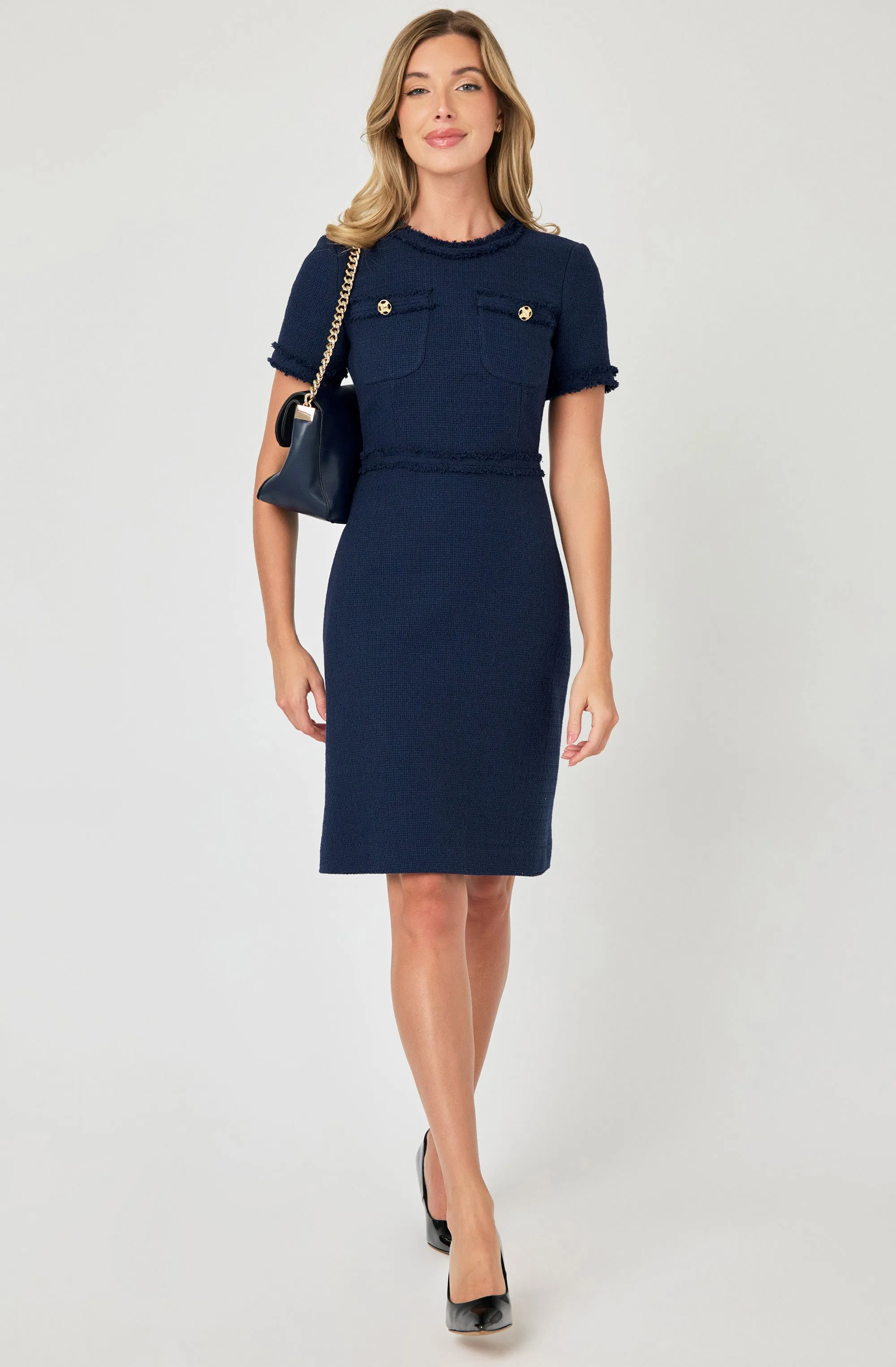 Fitted Knee-Lenght Bouclé Dress