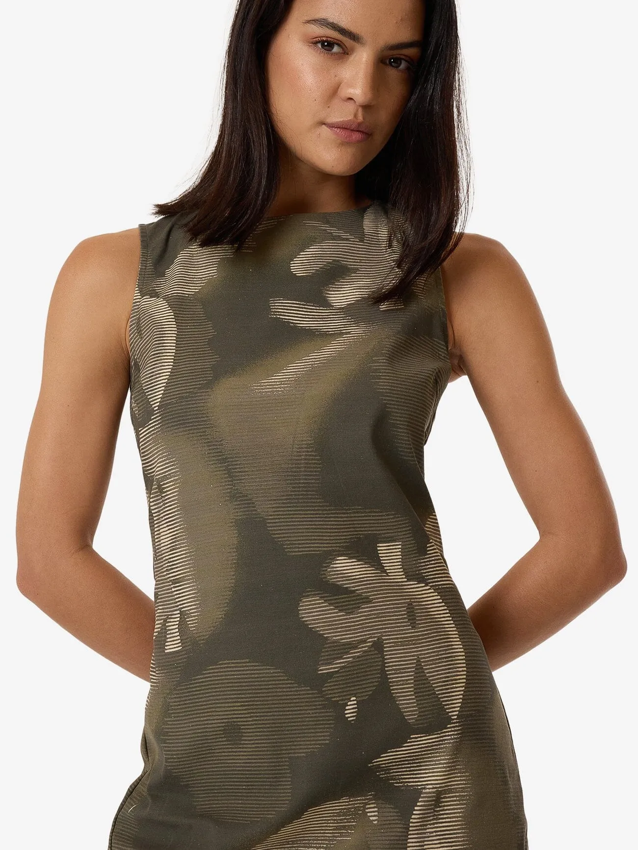 Flora Haze Sateen Dress - Brindle