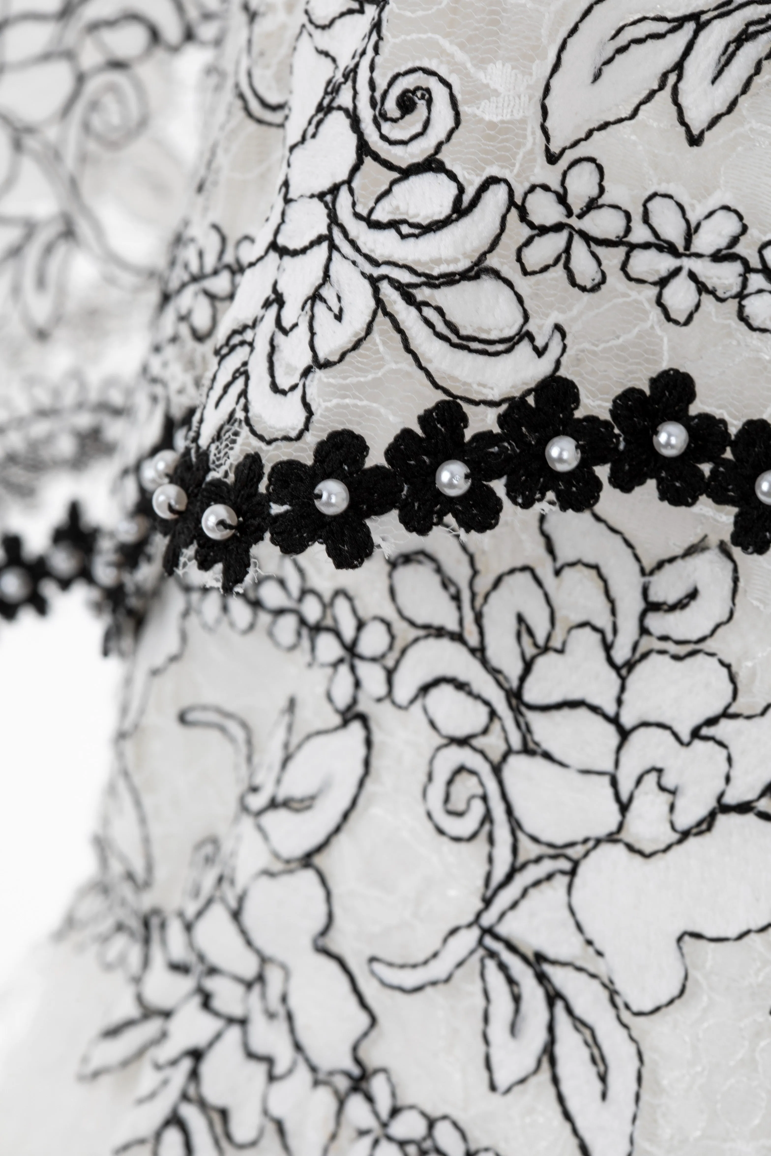 Floral Embroidered Beaded Cape Dress