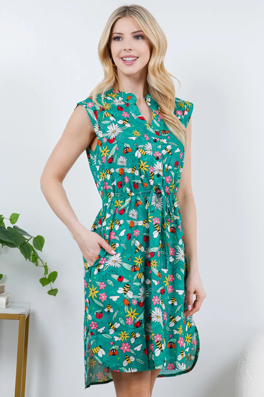 French Cafe Dress in Happy Bugs
