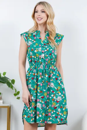 French Cafe Dress in Happy Bugs