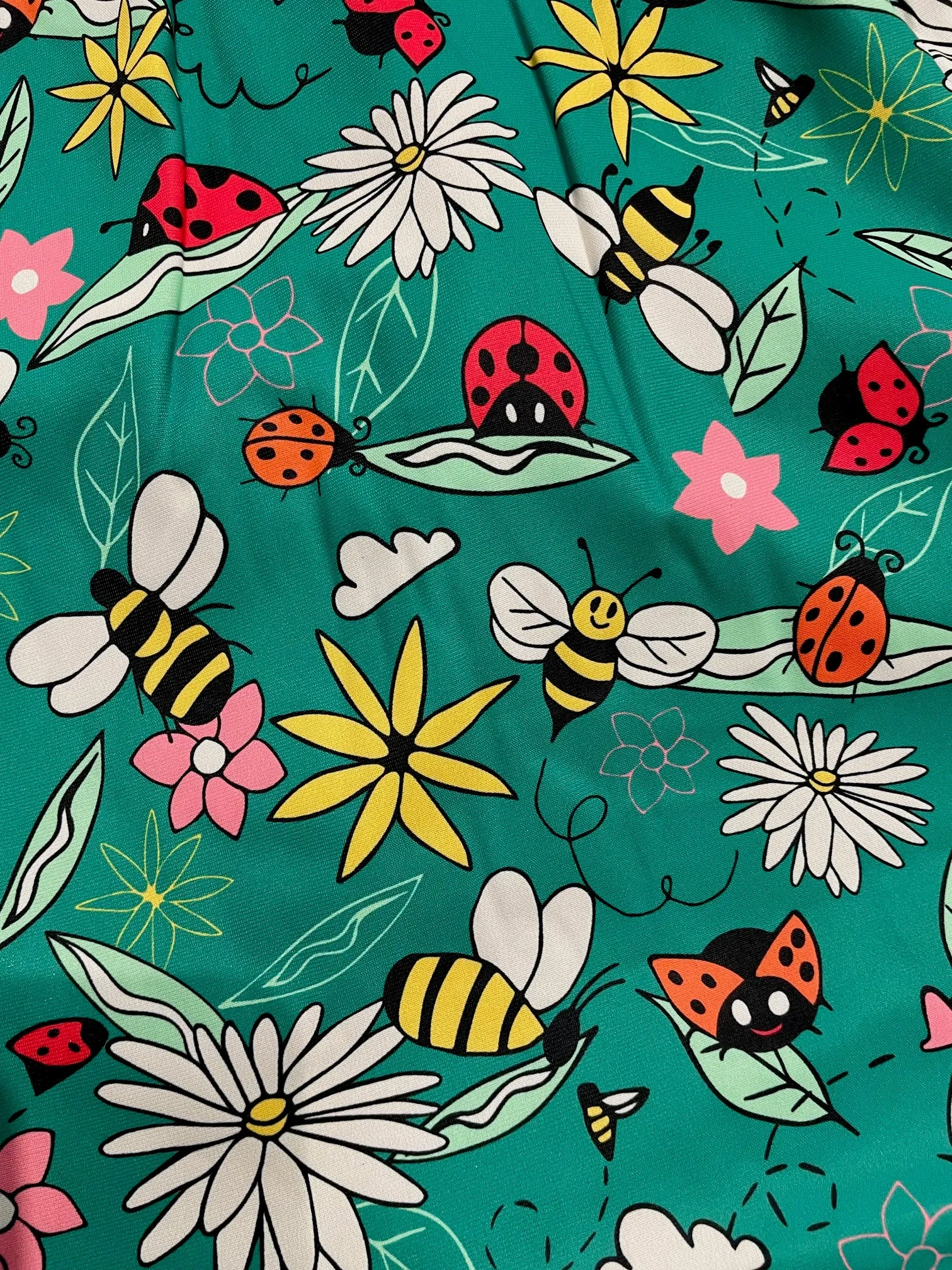 French Cafe Dress in Happy Bugs