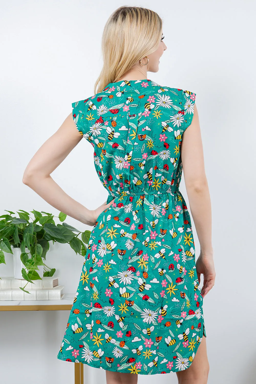 French Cafe Dress in Happy Bugs