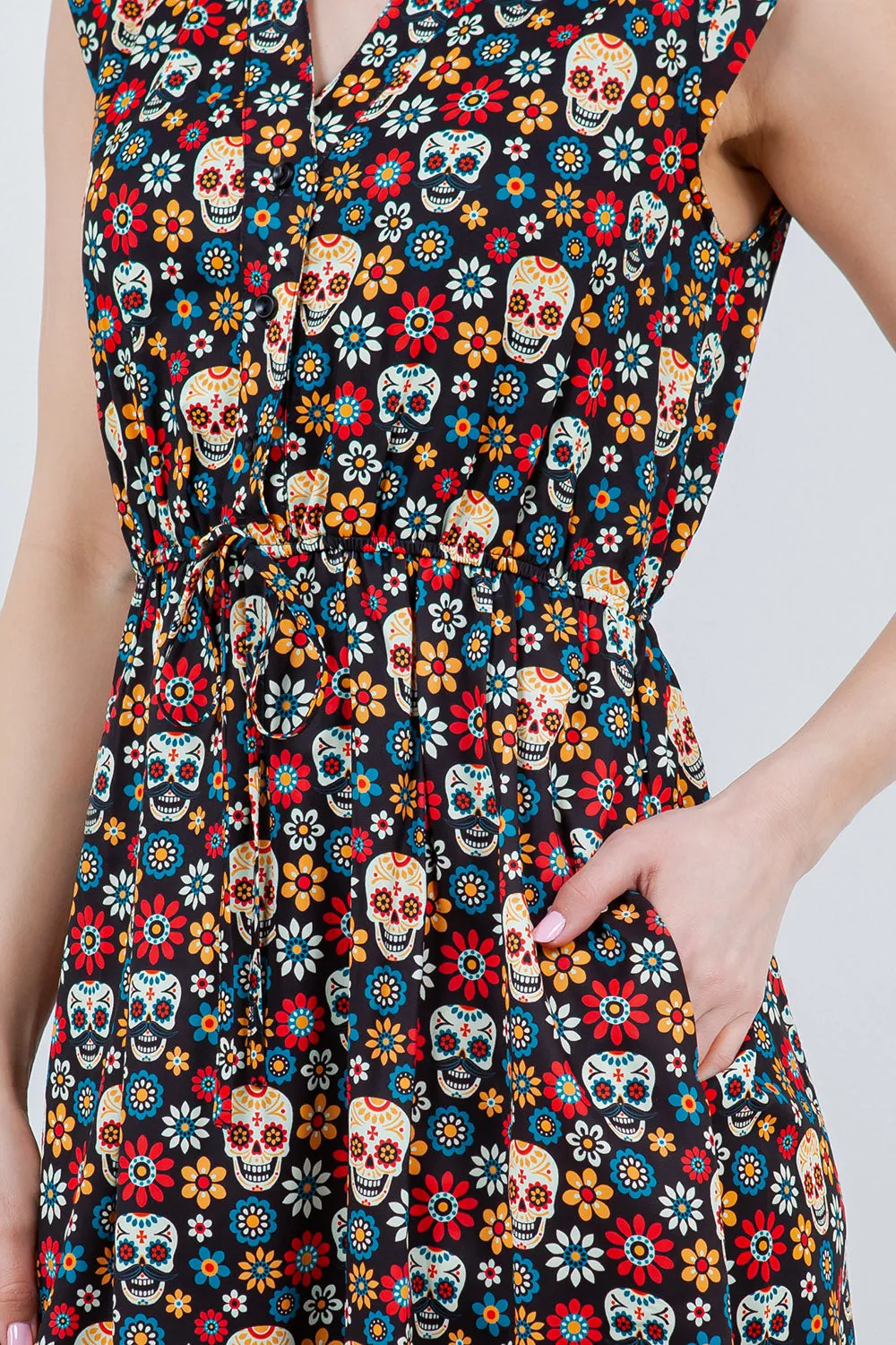 French Cafe Dress in Sugar Skull - Plus