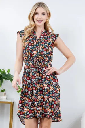 French Cafe Dress in Sugar Skull - Plus